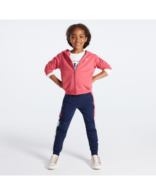 Pantalon de jogging à bande côté bleu fille