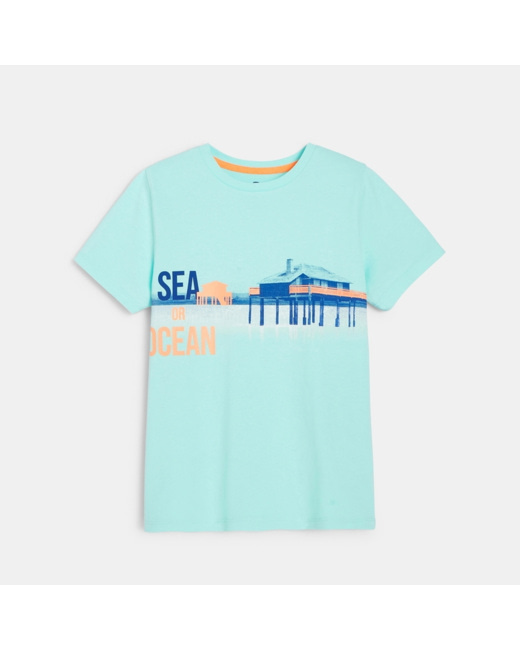 T-shirt à message bleu garçon
