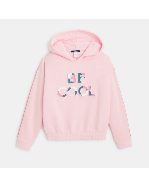 Sweat-shirt à capuche à message rose fille