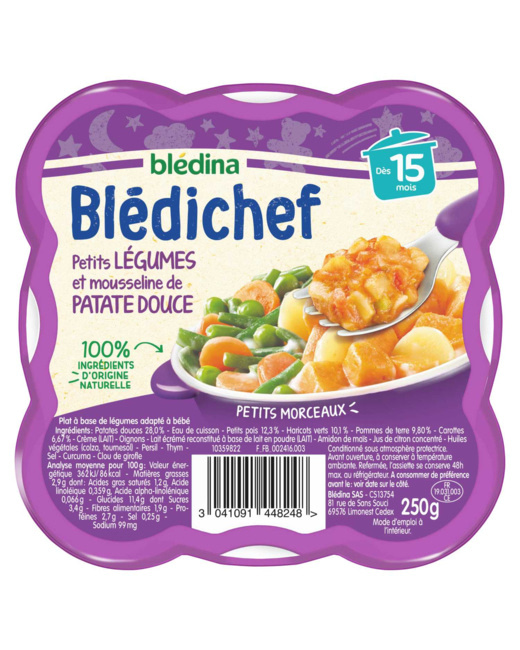 BLEDICHEF Petits légumes et mousseline de patate douce