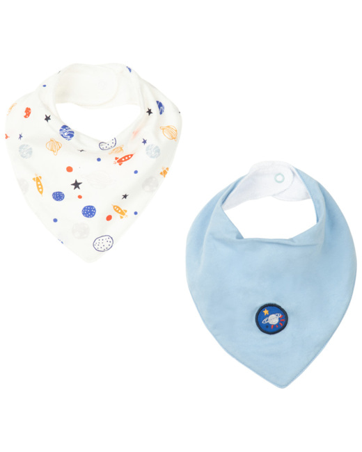 Lot de 2 bavoirs bandanas motif esprit espace