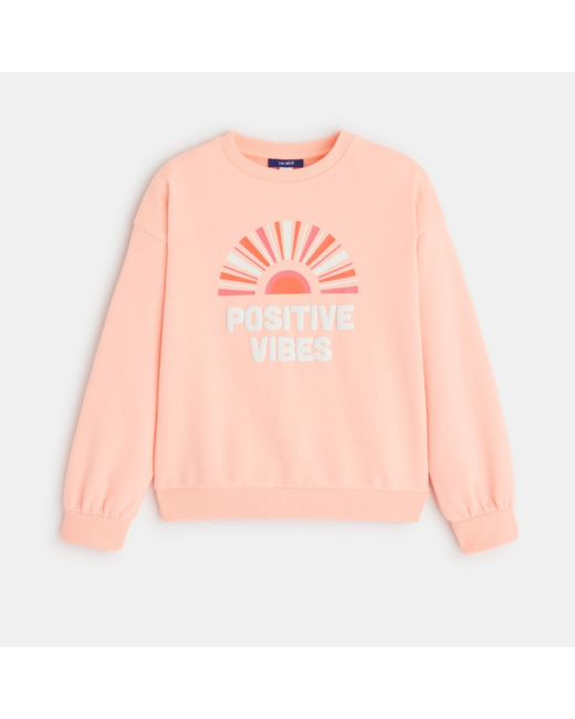 Sweat-shirt à message rose fille
