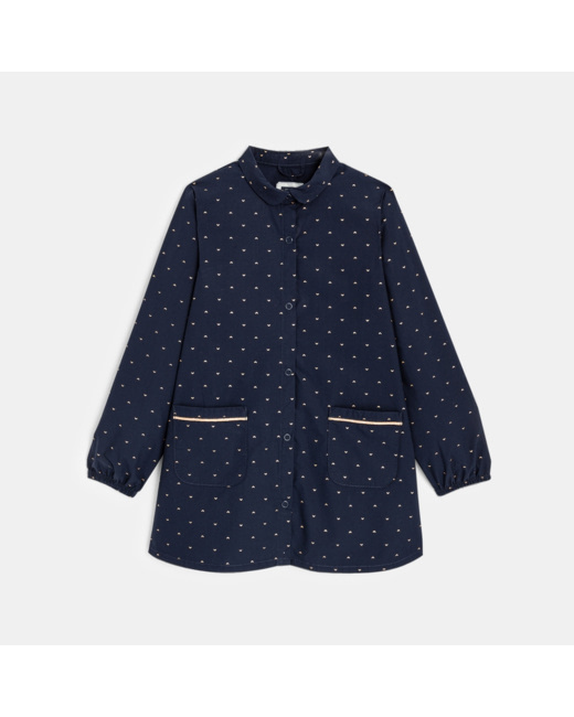 Tablier d'école imprimé bleu fille