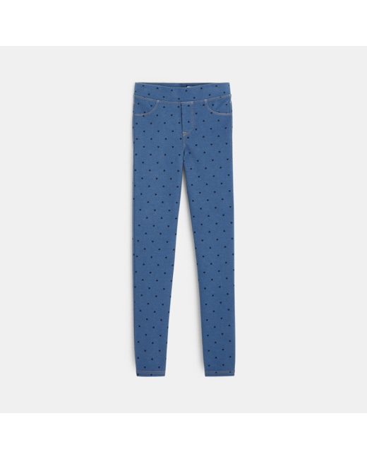 Jeggings imprimés petits coeurs bleu fille