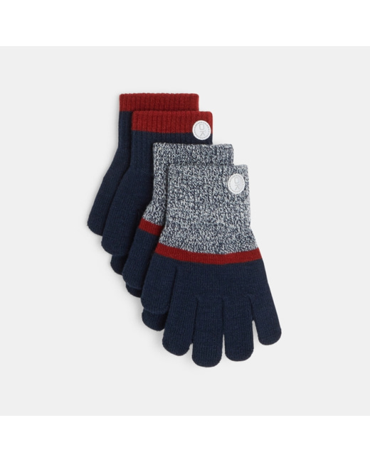 Gants en tricot (lot de 2 paires) rouge garçon