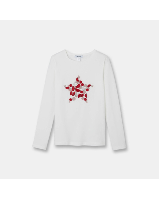T-shirt à motif 3D blanc fille