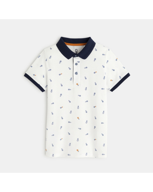 Polo imprimé blanc garçon