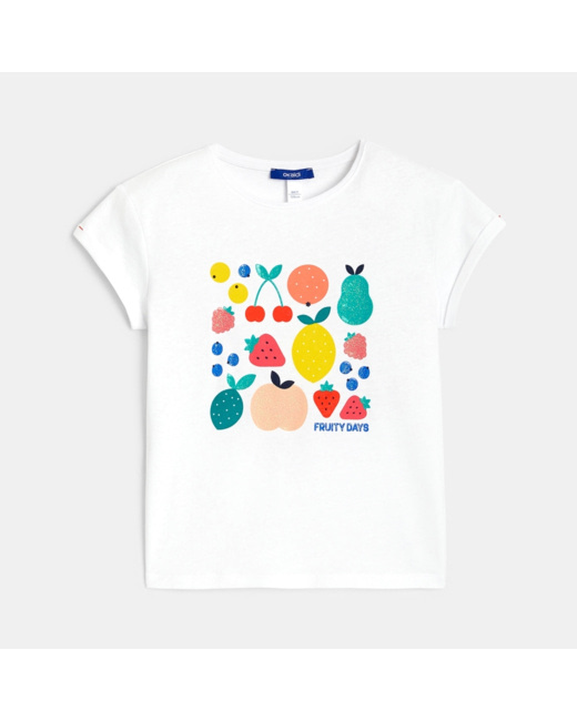 T-shirt motif fruits blanc fille