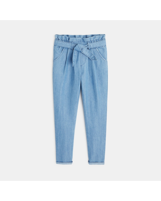 Pantalon chino en denim léger bleu fille
