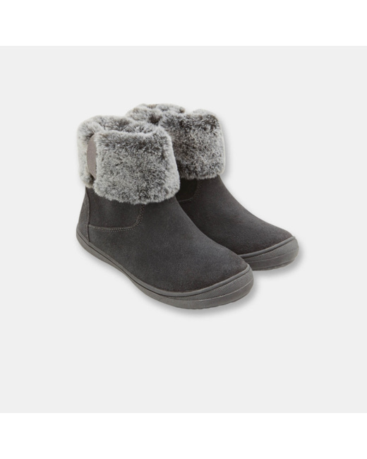 Boots fourrées en cuir grises fille