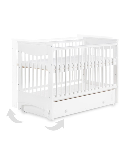 Lit bébé à bascule avec sommier réglable +  tiroir de rangement LUNA