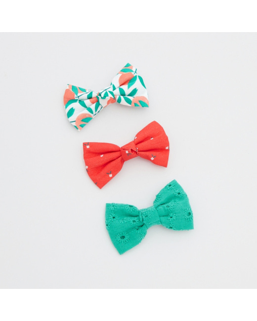 Barrettes nœuds papillon imprimés (lot de 3) orange fille