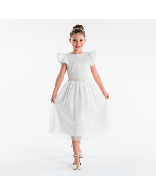 Robe chic en tulle pailleté beige fille