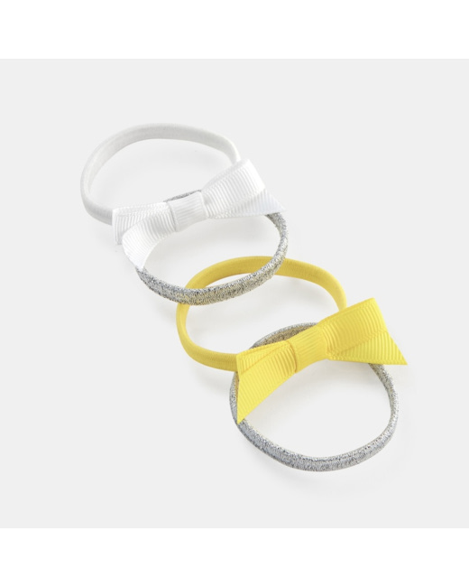 Elastiques fantaisie (lot de 4) jaune fille