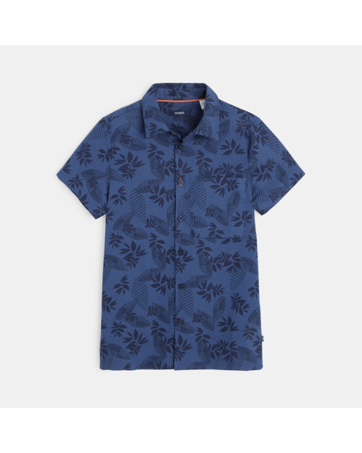 Chemise manches courtes imprimée bleue garçon