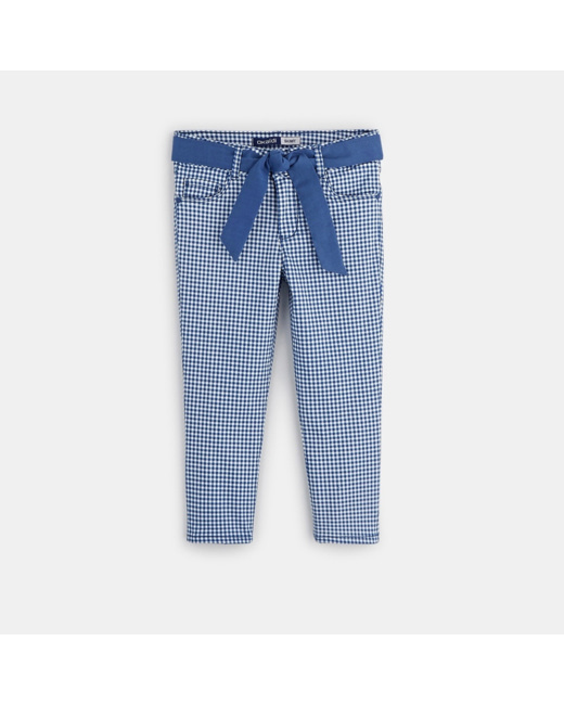 Pantalon capri ceinturé bleu fille