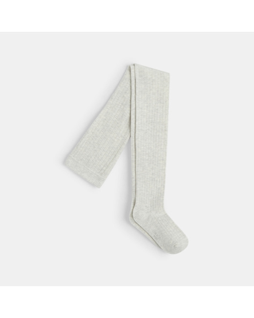 Collants en tricot côtelé gris fille