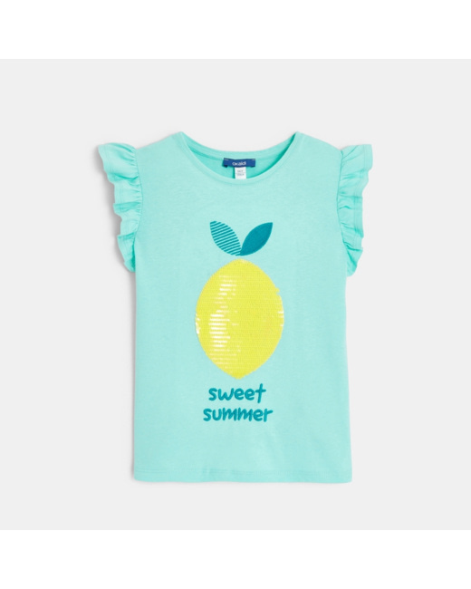 T-shirt à sequins magiques bleu fille