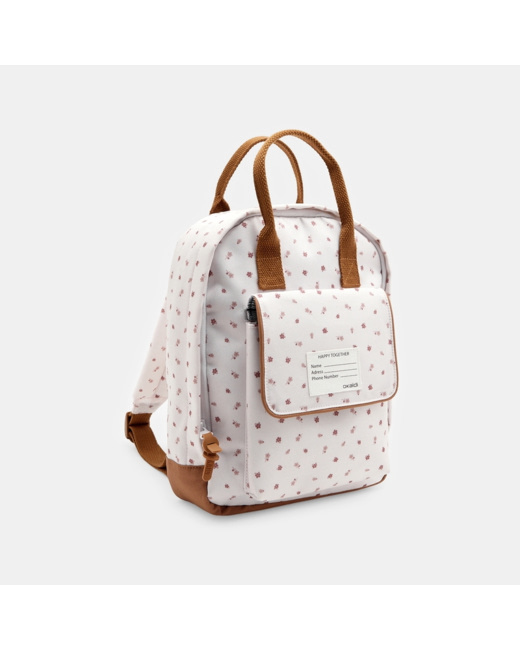 Sac à dos en toile imprimée fleurs rose fille