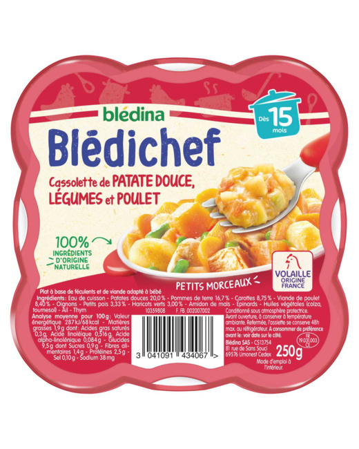 BLEDICHEF Cassolette de patate douce, légumes et poulet