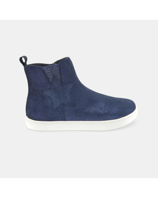 Boots irisées croûte de cuir à étoile bleues fille