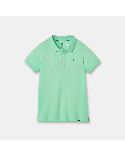 Polo piqué uni vert garçon