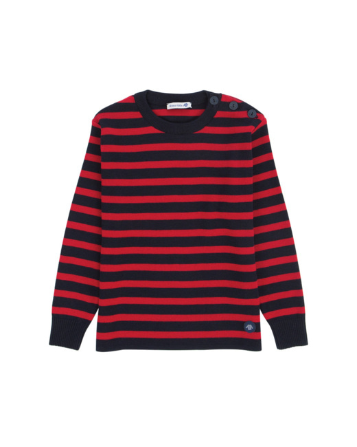Pull marin "Briac" Kids - laine - Navire/Braise
