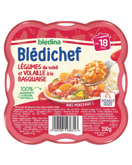 BLEDICHEF Légumes du soleil et volaille à la basquaise