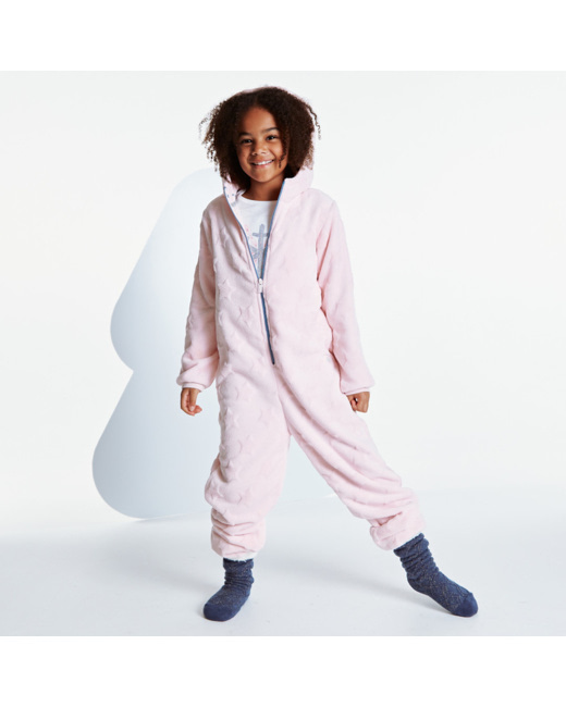 Combinaison velours à étoiles rose fille