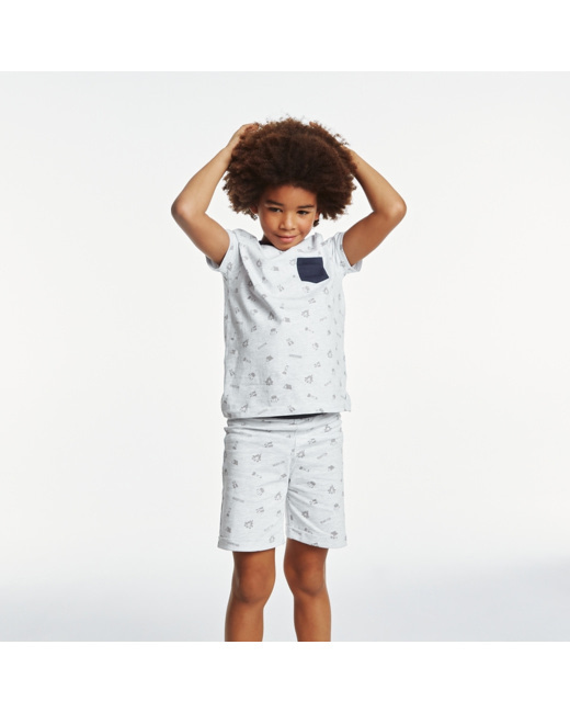 Pyjama short jersey imprimé aventure bleu garçon