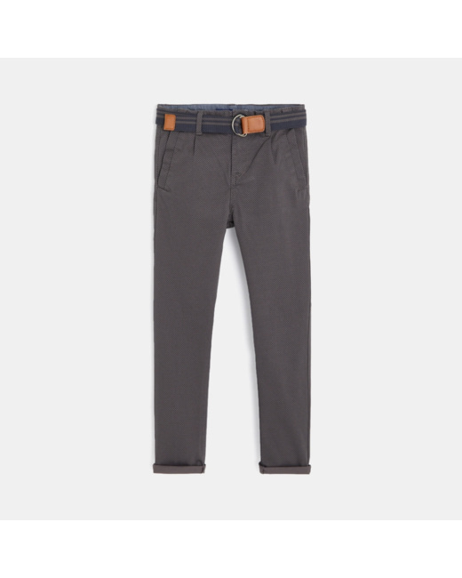 Pantalon chino slim en toile fantaisie gris garçon