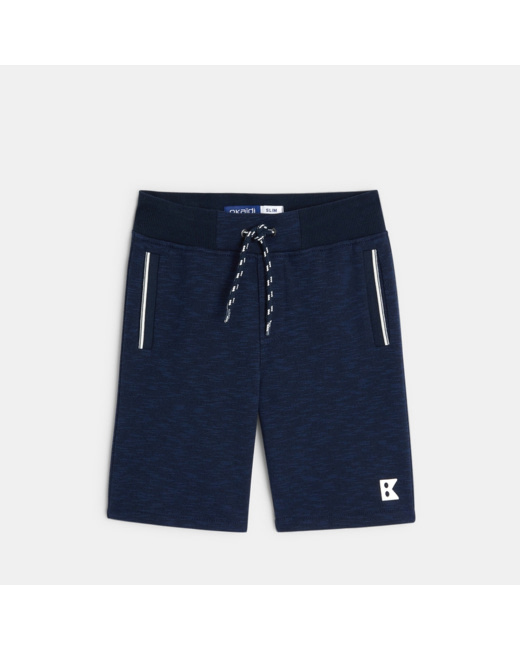Bermuda en jersey chiné bleu garçon