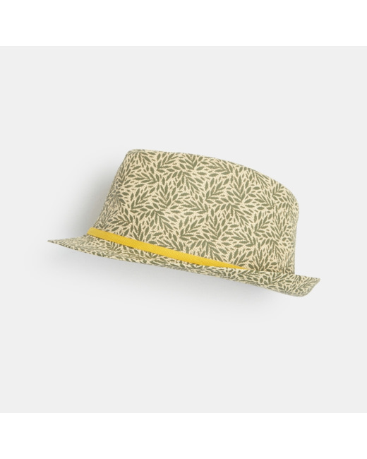 Chapeau de soleil trilby imprimé feuillage vert fille