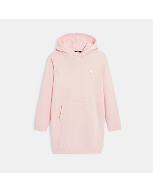 Robe-sweat-shirt à capuche rose fille