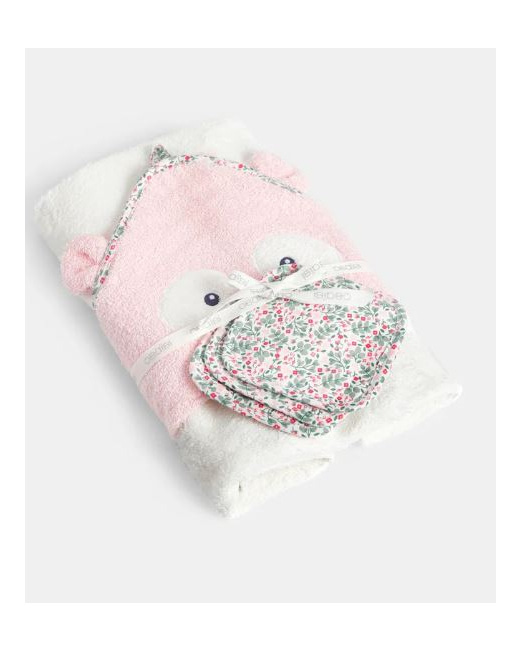 Cape de bain avec lingettes tissu bébé fille