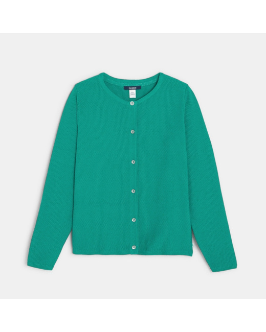 Gilet boutonné vert fille
