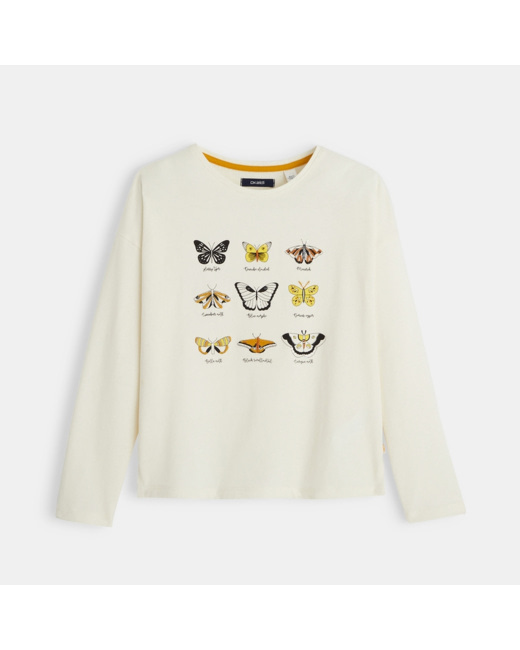 T-shirt manches longues motif herbier jaune fille