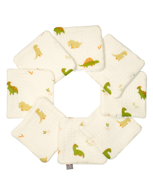 Lingettes bébé lavables 8 pièces, Dino