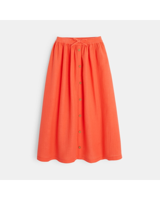 Jupe longue en double gaze de coton orange fille