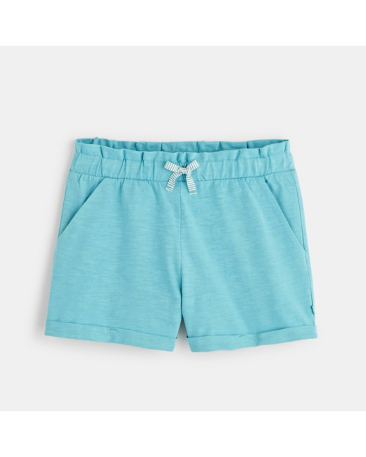 Short en jersey uni bleu fille