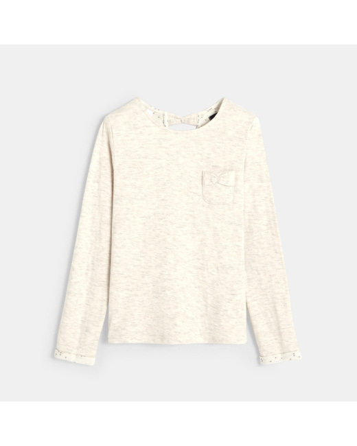 T-shirt détail nœud beige fille