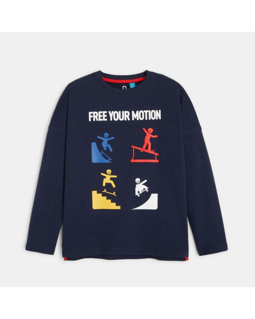 T-shirt à motif sport de glisse bleu garçon