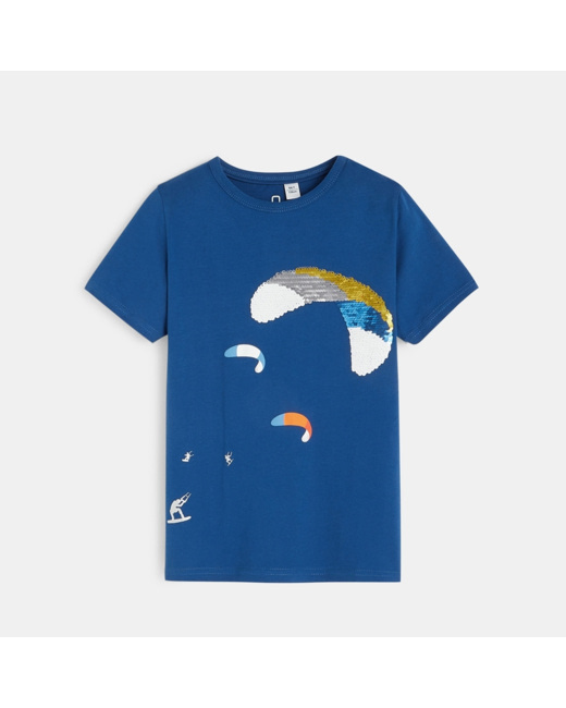 T-shirt à sequins magiques bleu garçon