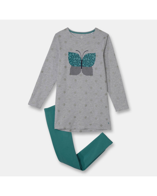 Pyjama 2 pièces en jersey gris fille