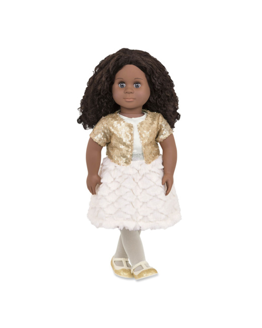 Poupée Haven avec robe et cardigan à paillettes dorées