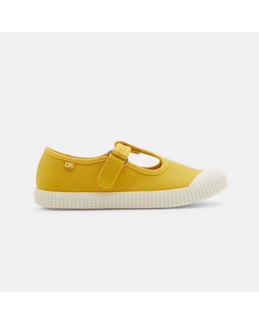 Ballerines toile forme salomé jaunes fille