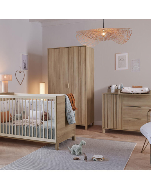 Chambre Trio Calypso Lit bébé évolutif + Commode + Armoire
