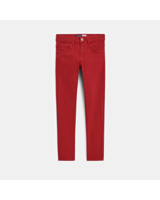 Pantalon skinny en toile unie rouge garçon