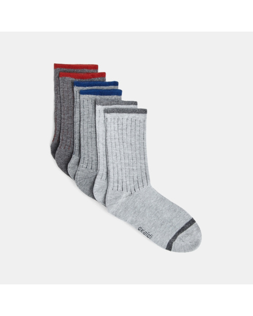 Chaussettes côtelées (lot de 3) grises garçon