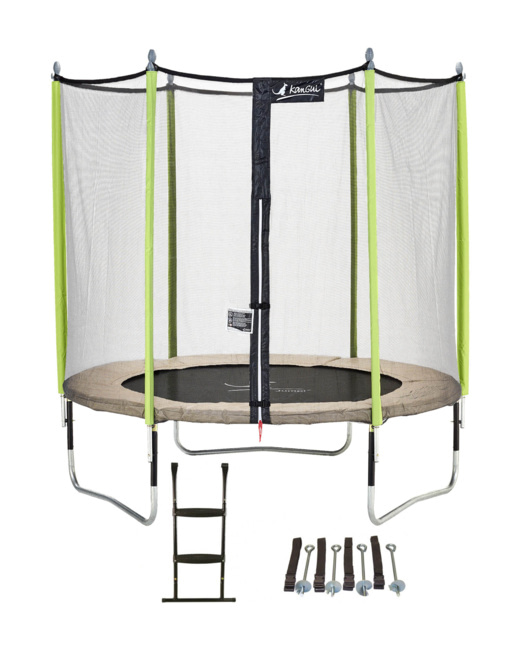 Trampoline de jardin 244 cm + filet de sécurité + échelle + kit d'ancrage JUMPI